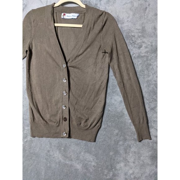 🍑Vintage TWELVE by TWELVE Women Cardigan Sweater Sheer Back Fall Green XS(0-2) - Picture 4 of 12